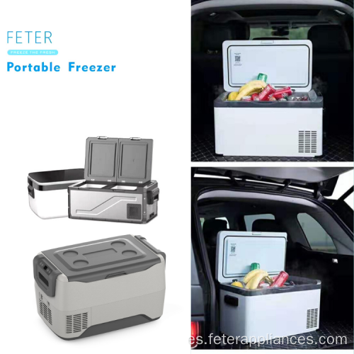 Refrigerador congelador de coche blanco de 12v con cubo de compresor